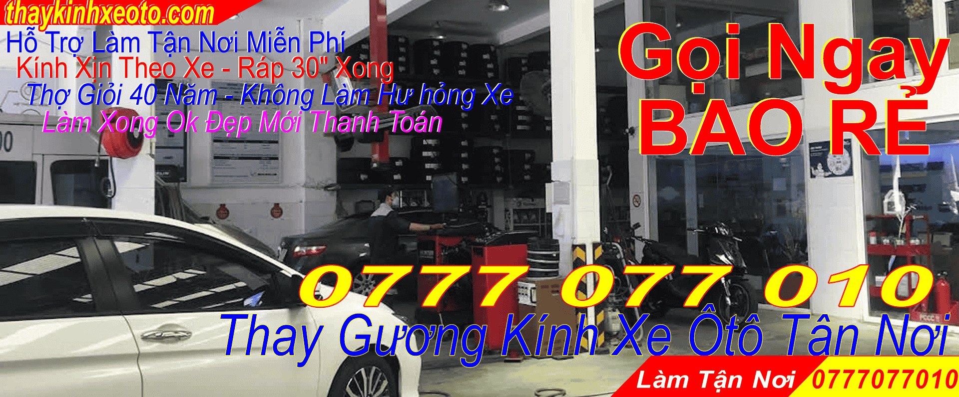 THAY KÍNH XE Ô TÔ khách Thaco tận nơi